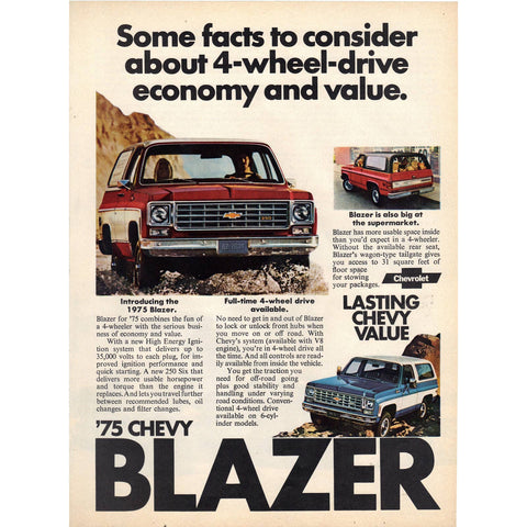Vintage 1975 Chevy Blazer Print Ad