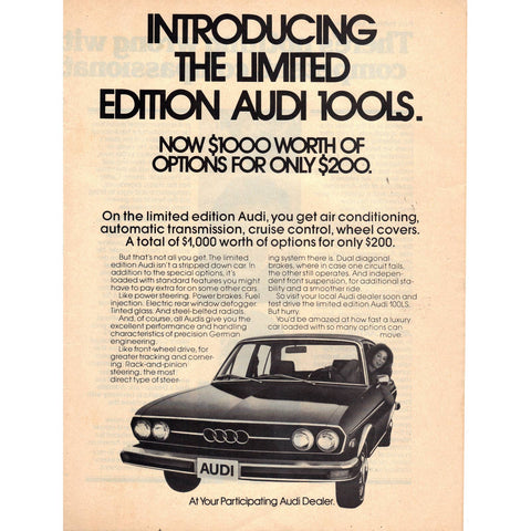 Vintage 1976 Audi 100 LS Print Ad