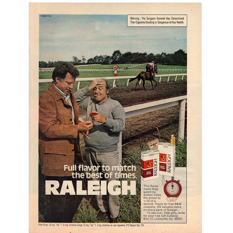 Vintage 1975 Print Ad for Raleigh Cigarettes and Jamaica Travel