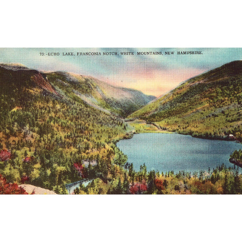 Linen Postcard -Echo Lake,Franconia Notch - White Mountains,New Hampshire
