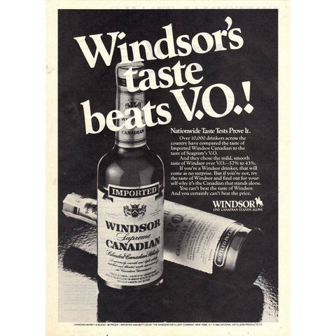 Vintage 1982 Print Ad for Windsor Canadian Whisky