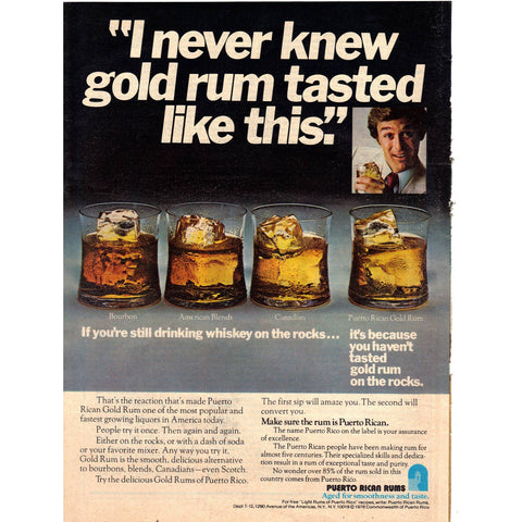 Vintage 1978 Print Ad for Puerto Rican Rums