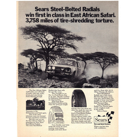 Vintage 1971 Sears Steel-Belted Radial Tires Print Ad
