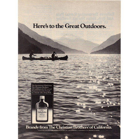 Vintage 1980 Print Ad for Christian Brothers Brandy Canoe