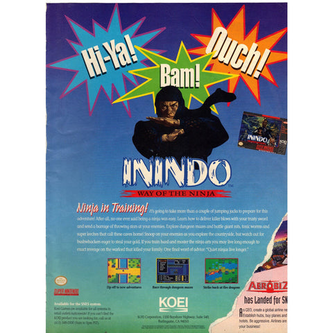 Vintage 1993 Print Ad for Inindo - Way of The Ninja - Super Nintendo