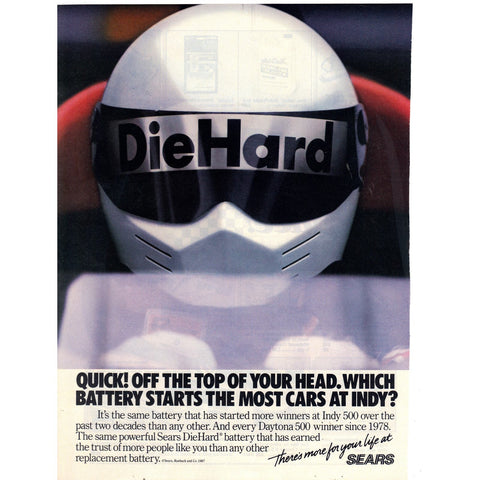 Vintage 1987 Sears DieHard Battery Print Ad