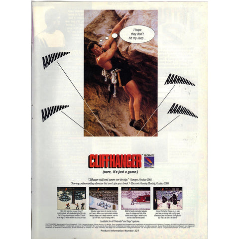 Vintage 1994 Print Ad for Cliffhanger - Nintendo and Sega