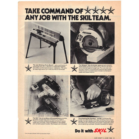 Vintage 1980 Print Ad for SKIL Power Tools