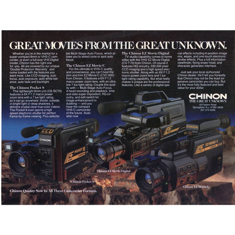 Vintage 1987 Print Ad for Chinon Camcorders