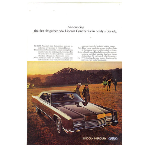 Vintage Print Ad - for the 1970 Lincoln Continental and Baldwin Pianos