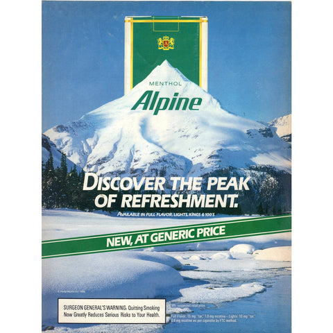 Vintage 1989 Alpine Cigarettes Print Ad