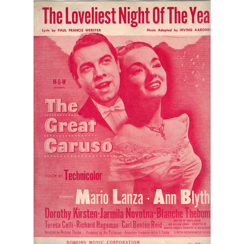 Vintage Sheet Music - The Loveliest Night of The Year - Mario Lanza