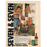 Vintage 1975 Print Ad for Crown Royal and Seagram's 7 Crown