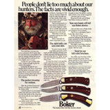 Vintage 1982 Print Ad for Texas Steer Work Boots and Boker Knives