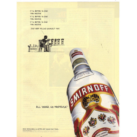 Vintage 1999 Print Ad for Smirnoff Vodka