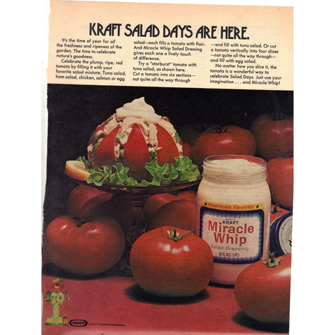 Vintage 1974 Print Ad for Kraft Miracle Whip