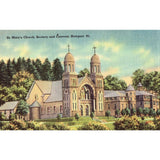 Linen Postcard - St. Mary's Church,Rectory and Convent - Newport,Vermont