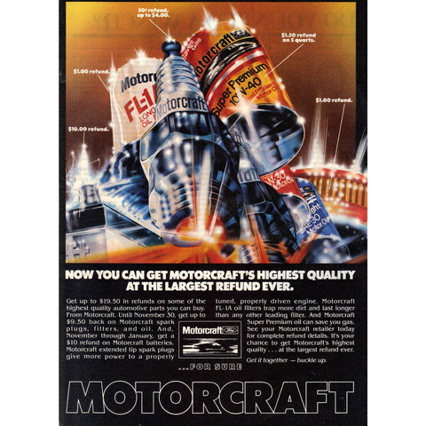 Vintage 1982 Print Ad for Motorcraft Auto Parts