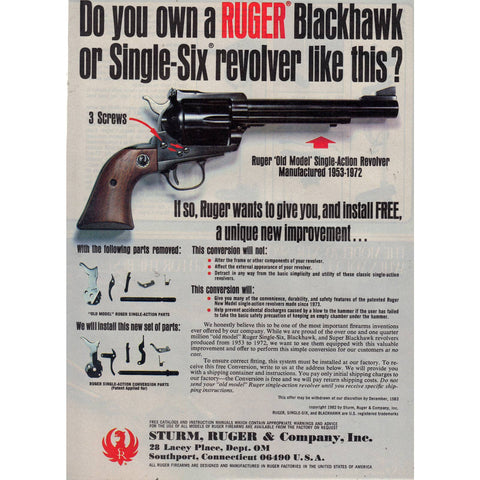 Vintage 1982 Print Ad for Ruger Revolvers