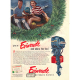 Vintage 1953 Print Ad for Evinrude Outboard Motor and Winchester Shotgun Shells