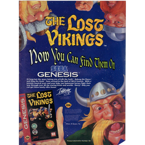Vintage 1994 Print Ad for The Lost Vikings - Sega Genesis