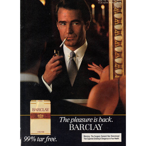 Vintage 1982 Print Ad for Barclay Cigarettes