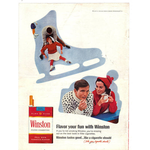 Vintage 1967 Winston Cigarettes and Canadian Club Whiskey Print Ad