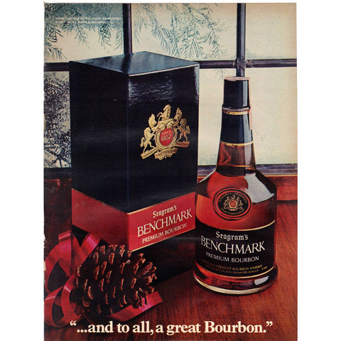 Vintage 1971 Print Ad for Seagram's Benchmark Bourbon