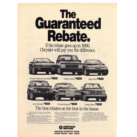 Vintage 1990 Chrysler Motors Print Ad