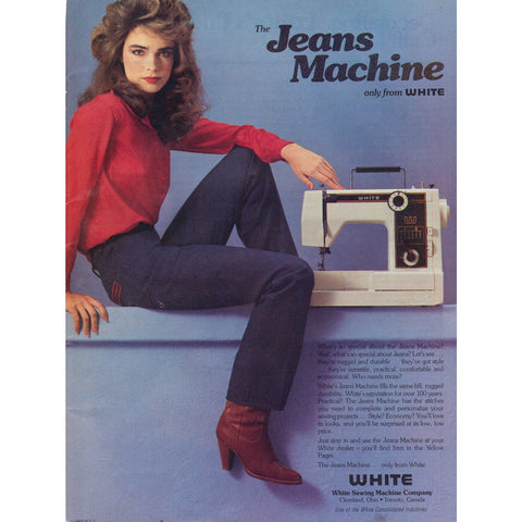 Vintage 1982 Print Ad for The Jeans Machine Sewing Machine