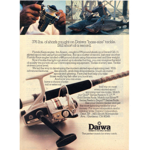 Vintage 1980 Print Ad for Daiwa Rods and Reels - Wall art,gift for dad