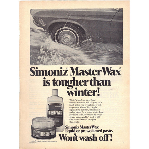 Vintage 1971 Print Ad - Simoniz Master Wax
