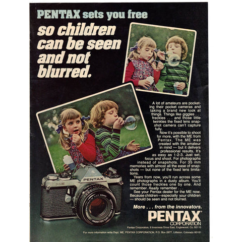 Vintage 1978 Print Ad for Pentax ME Camera