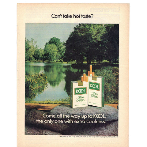 Vintage 1971 Kool Cigarettes Print Ad Lake Scene