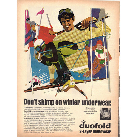 Vintage 1971 Print Ad for Duofold Winter Underwear