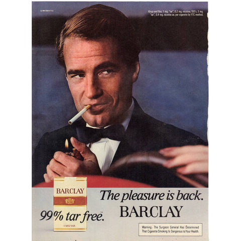 Vintage 1981 Print Ad for Barclay Cigarettes