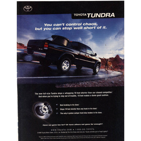 Vintage 1999 Print Ad for Toyota Tundra