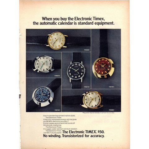 Vintage 1971 Print Ad for Electronic Timex Watches