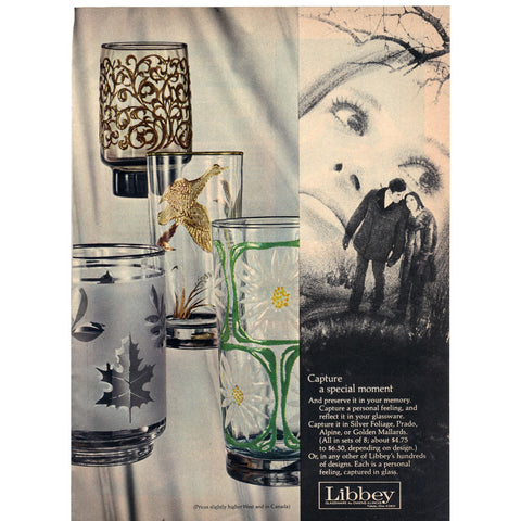 Vintage 1970 Print Ad for Libbey Glassware and Rubbermaid