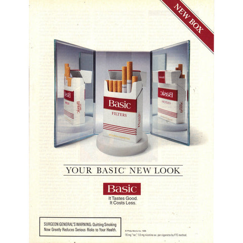 Vintage 1996 Print Ad for Basic Cigarettes