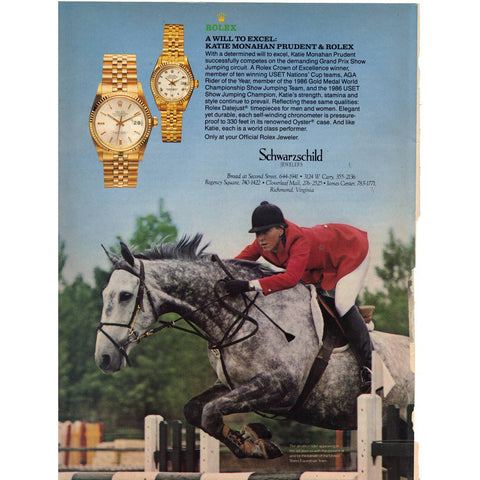 Vintage 1989 Print Ad for Rolex Watches