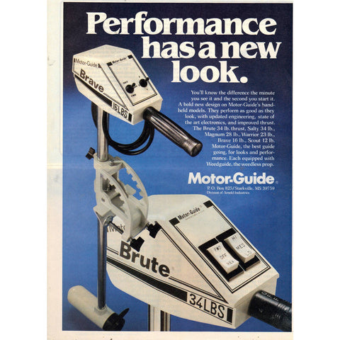 Vintage 1982 Print Ad for Motor-Guide Trolling Motors