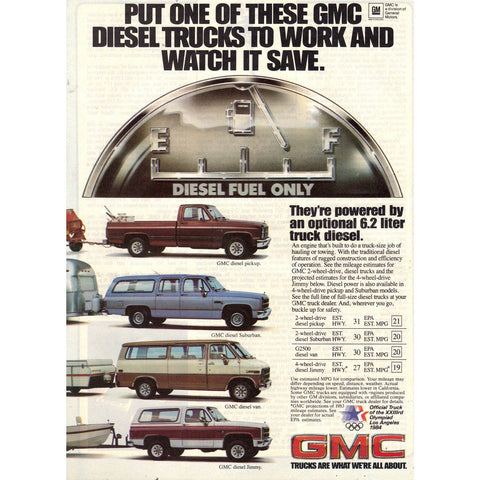 Vintage 1982 Print Ad for Chevy Diesel Trucks