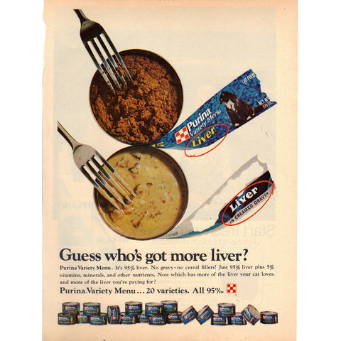 Vintage 1974 Print Ad for Purina Cat Food and Belair Cigarettes