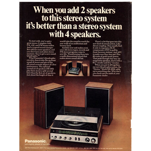 Vintage 1971 Print Ad for Panasonic Stereo System