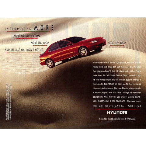 Vintage 1996 Hyundai Elantra Print Ad