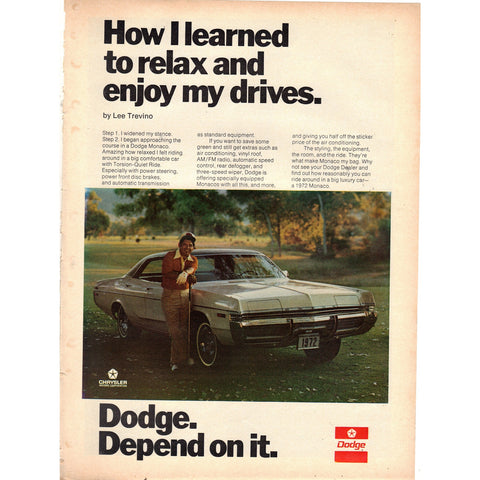 Vintage 1971 Print Ad for the 1972 Dodge Monaco and Kool Cigarettes