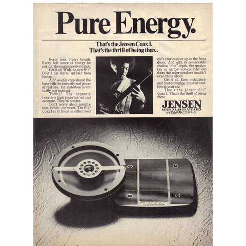 Vintage 1980 Print Ad for Jensen Coax I Car Stereo Speakers