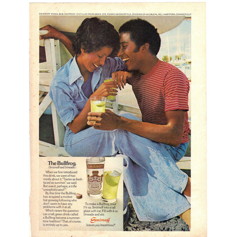 Vintage 1975 Print Ad for Smirnoff Vodka and Carlton Cigarettes