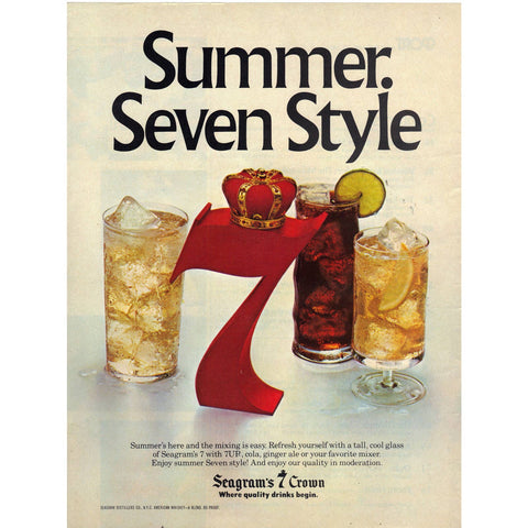 Vintage 1980 Print Ad for Seagram's Seagram's 7 Crown